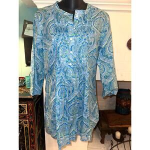 J. MCLAUGHLIN PAISLEY COTTON TUNIC MINIDRESS S